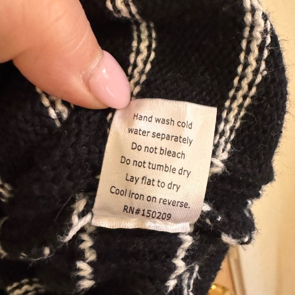 La Ligne Striped Half-Zip Cotton Cropped Sweater in Black/White - Size Medium - Picture 6 of 6